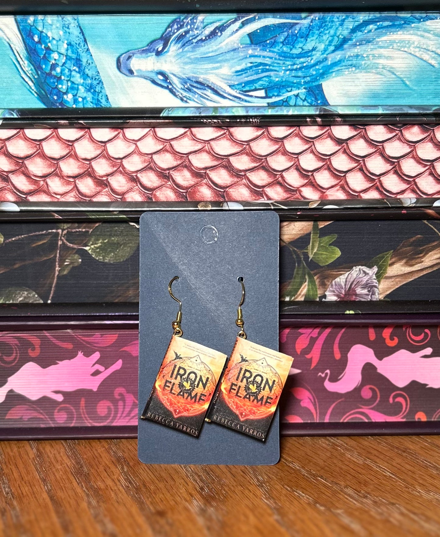 Book Earrings - Iron Flame