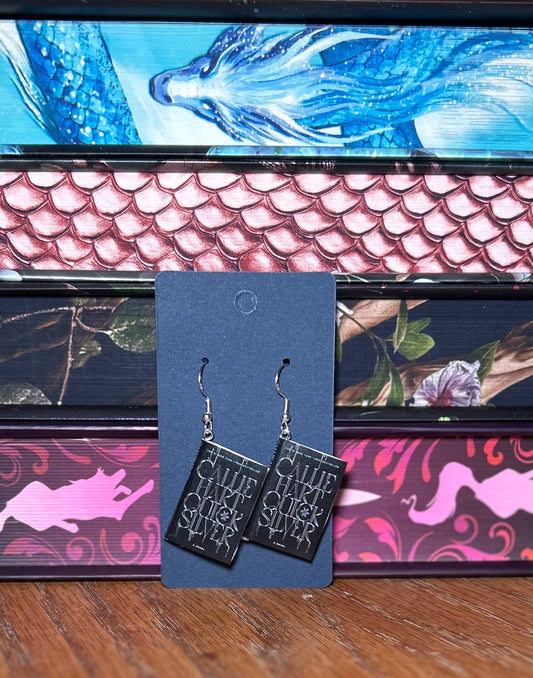 Book Earrings - Quicksilver